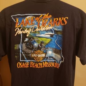 Harley Davidson Lake Of The Ozsrals Osage Beach Missouri Mens Black T Shirt 2013